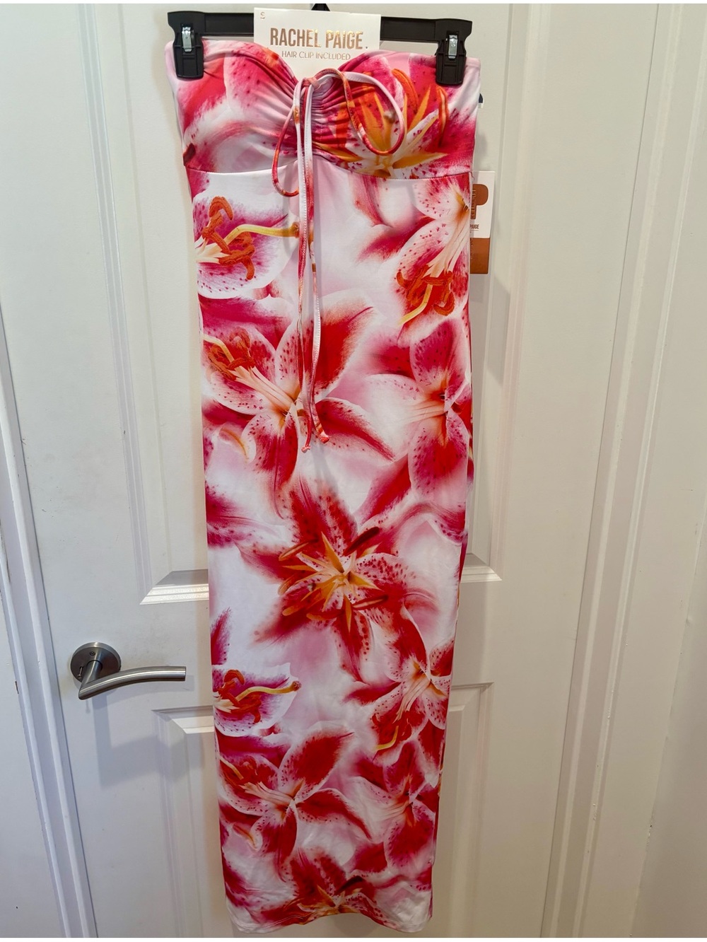 NWT Rachel Paige Floral Strapless Maxi Dress & hair claw clip- S